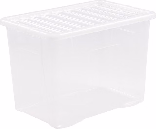 Wham Crystal Transparent Plastic Storage Box with Lid, 80l