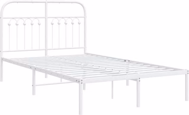 Berkfield Home Metal Bed Frame with Headboard, White, W/D/H: 120 x 200 cm