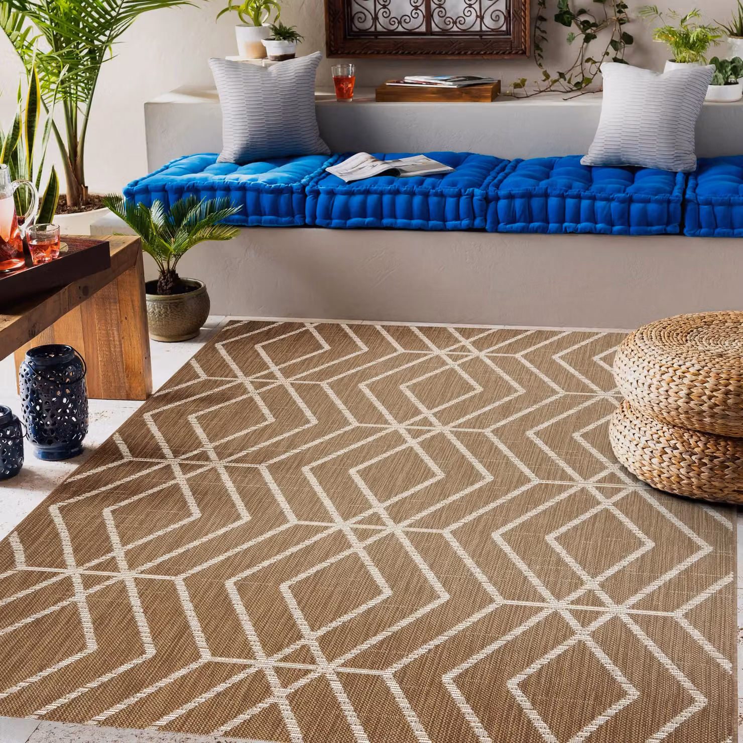 RugsX Beige Flat Weave Rectangular Rug, W/D/H: 170 x 120 x 0.6 cm – 3