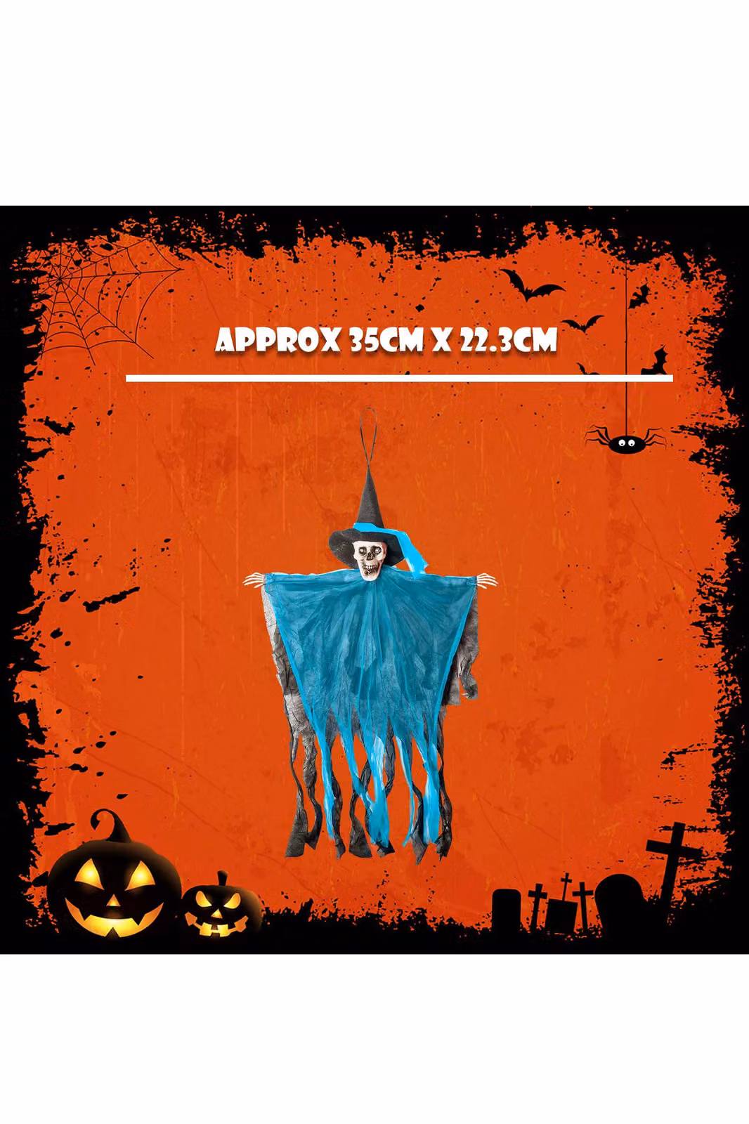 VFM e-Store Hanging Skeleton Halloween Decoration with Light Up Eyes in Blue and Orange – 2