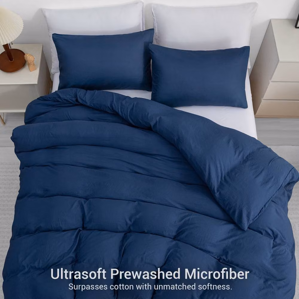 Pamposh Blue Microfibre Duvet Cover and Pillowcase Set, W/D/H: 220 x 140 x 220 cm – 3