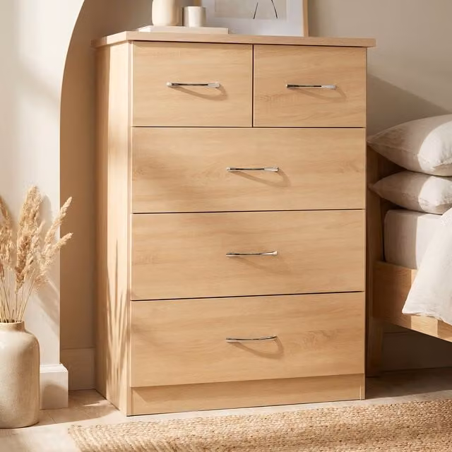 Seconique Nevada 3 plus 2 Chest of Drawers in Sonoma Oak Brown