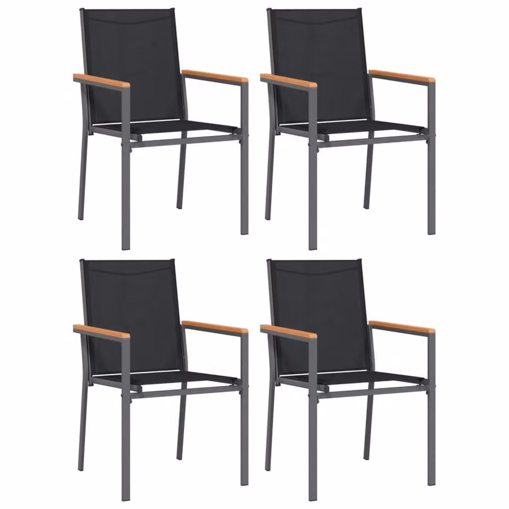 Berkfield Home Beautiful 5 Piece Garden Dining Set in Black Textilene and Steel – 4