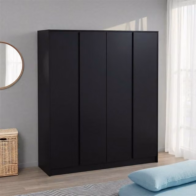 Seconique Malvern 4 Door Wardrobe in Black