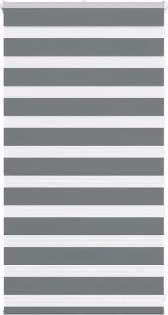 Berkfield Home Zebra Blind in Dark Grey, Polyester, W: 75 cm, H: 100 cm – 1