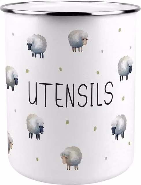 Purely Home Spring Sheep Kitchen Utensil Holder - White