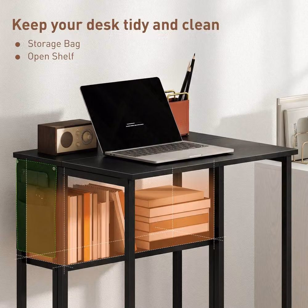 HOMCOM Black Foldable Drop Leaf Computer Desk with Castors – 5