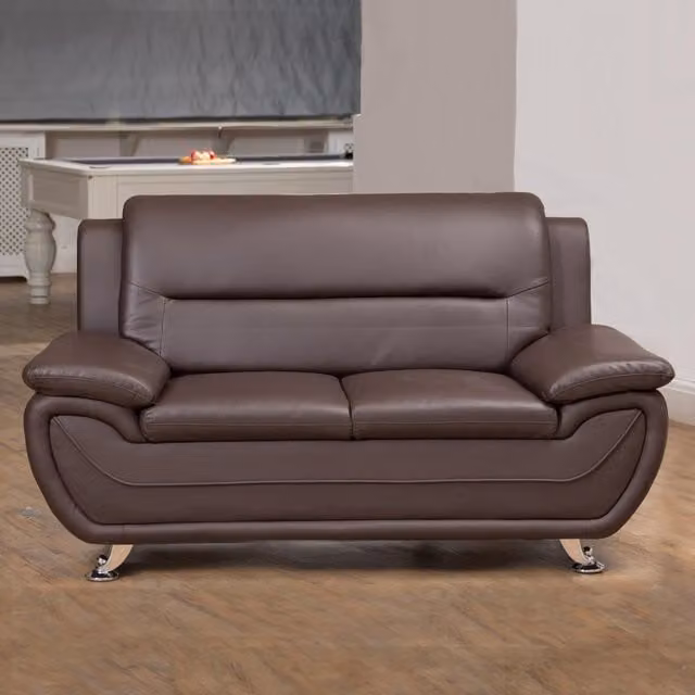 Artemis Home Dexter 2 Seat Sofa in Brown with Synthetic Leather and Solid Wood Frame