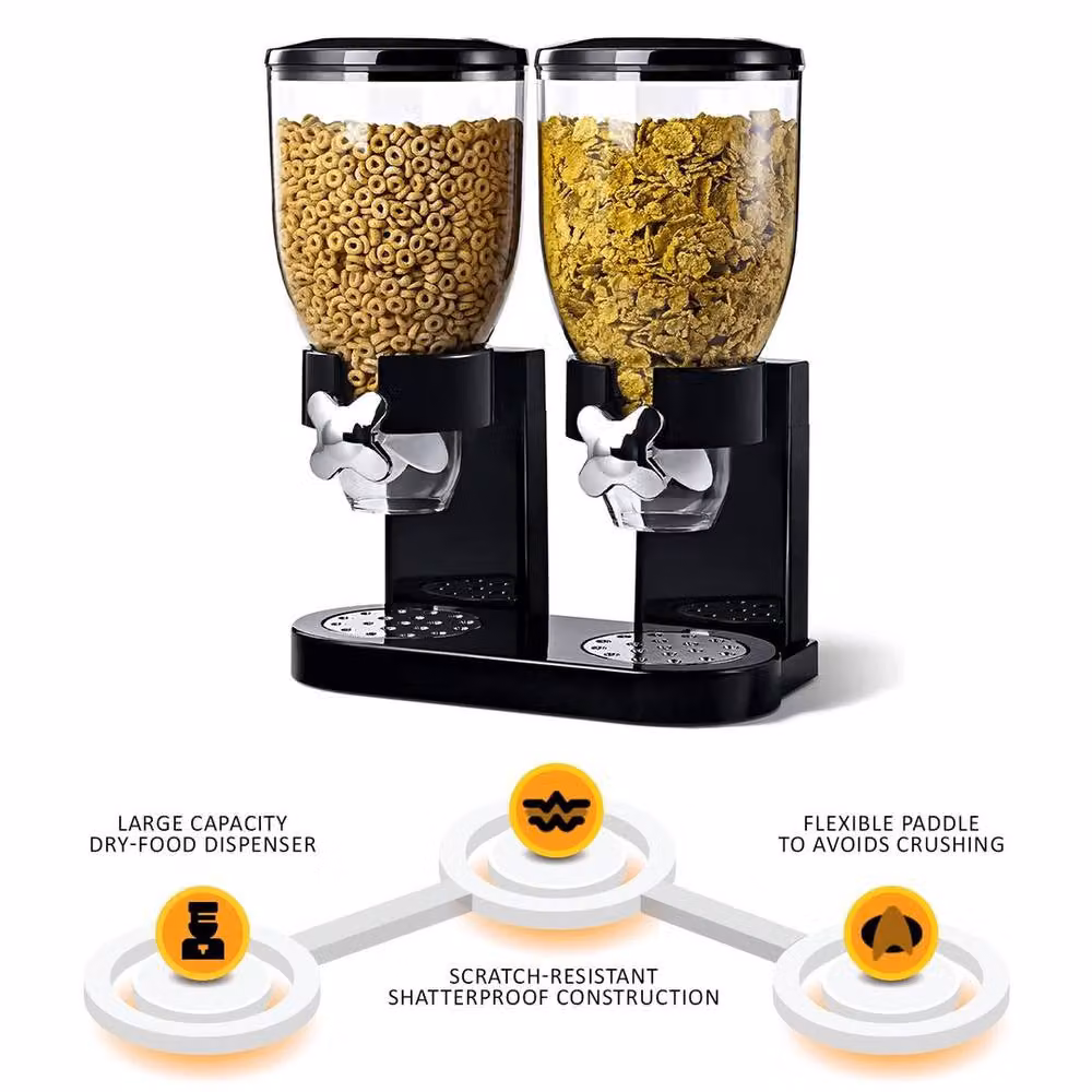KORVIXA Double Cereal Dispenser Food Storage in Black, Width: 100 cm – 5