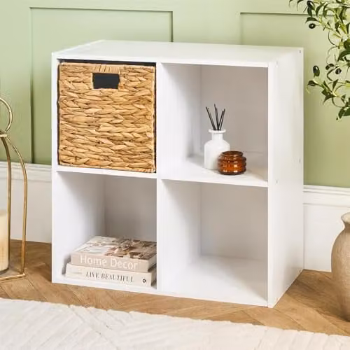 OHS Oslo 4 Cube Freestanding Storage Unit Bookcase in White
