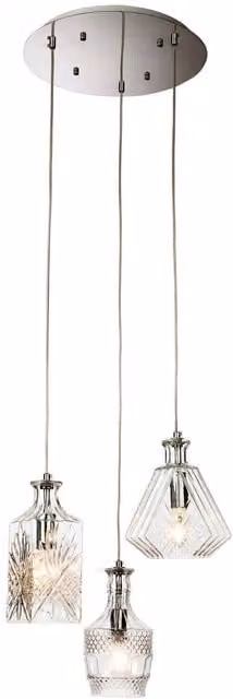 Firstlight Decanter 3 Light Ceiling Cluster Pendant in Chrome and Transparent Glass with E14 Base