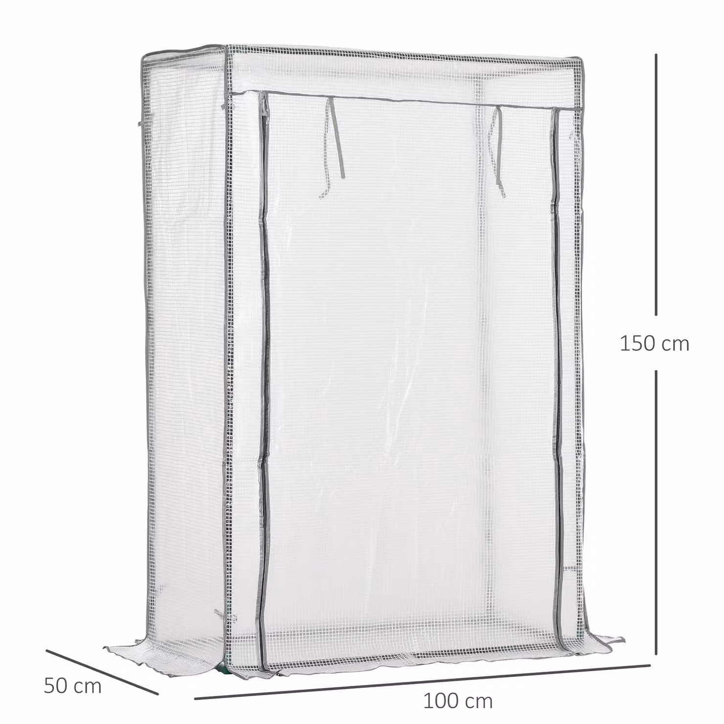 Outsunny White Steel-Framed PE Greenhouse Shelter with Roll-Up Door – 3