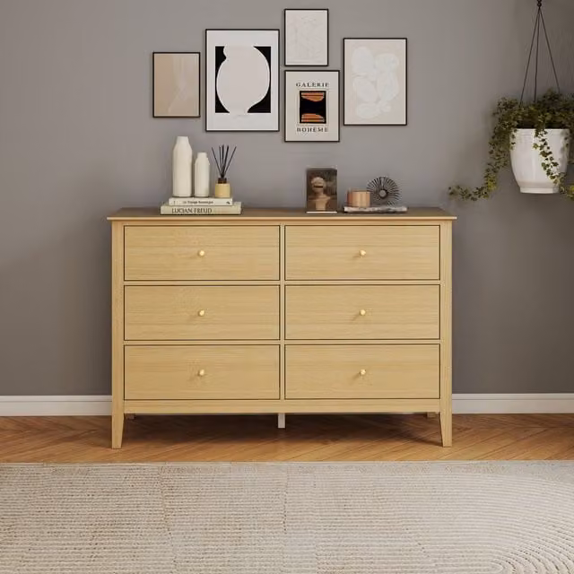 Core Products Henley 6 Drawer Double Wide Chest in Light Oak Effect with Metal Runners