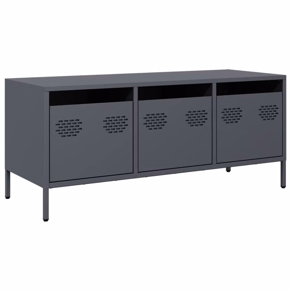 Berkfield Home TV Cabinet in Anthracite Matt Metal, W: 101.5 cm, D: 39 cm, H: 43.5 cm – 3