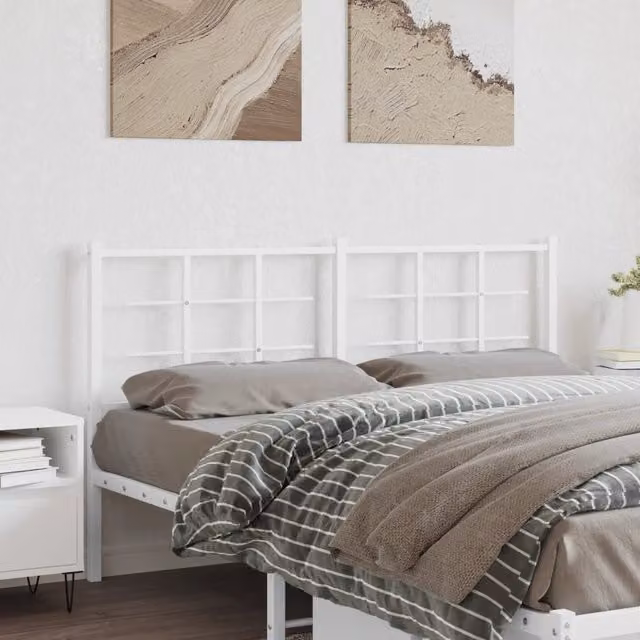 Berkfield Home Classic Metal Headboard in White, Width: 160 cm