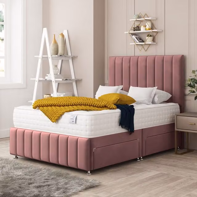 Bed Choices Moscow Single Bed Set in Pink Velvet with Mattress and Headboard