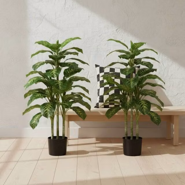 Wyld Haus Sulono Set of 2 Artificial Evergreen Trees in Green, Height: 95 cm – 1