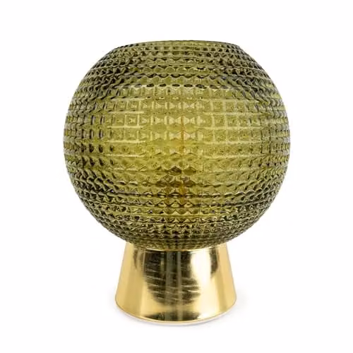 Madison & Mayfair Round Green Glass Tabletop Lamp with Gold Base