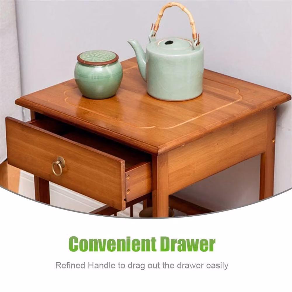 Kelvenix Brown Bamboo Plant Stand and Bedside End Table, W/D/H: 30 x 30 x 78 cm – 5