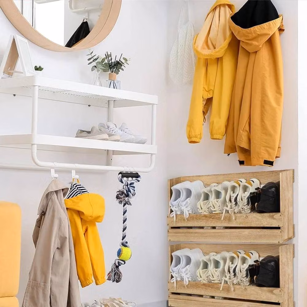 FORGEVIO 2-Piece Natural Wood Shoe Rack in Brown – 3