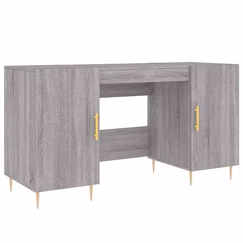 vidaXL Writing Desk in Grey and Gold, W/D/H: 140 x 40.3 x 75 cm