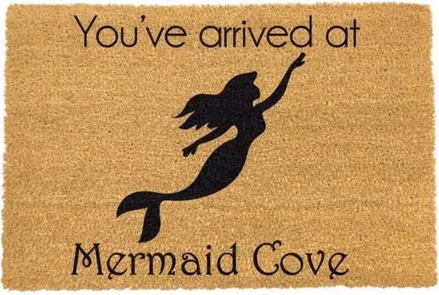 Artsy Mats Mermaid Cove Coir Doormat in Light Brown, W: 60 cm, D: 40 cm