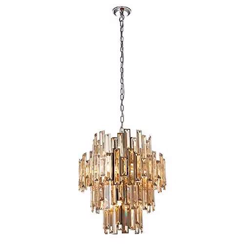 Netlighting Viviana Twelve Light Dimmable Pendant Light in Chrome and Champagne Crystal – 2