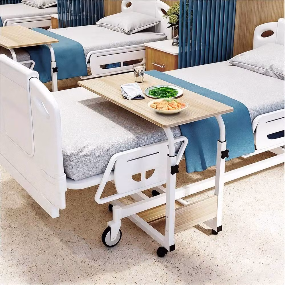 EONLION Height Adjustable Mobile Overbed Table in Brown – 3