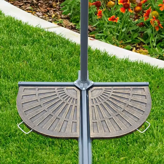 Outsunny 2-Piece Flabelliform Garden Parasol Base in Bronze