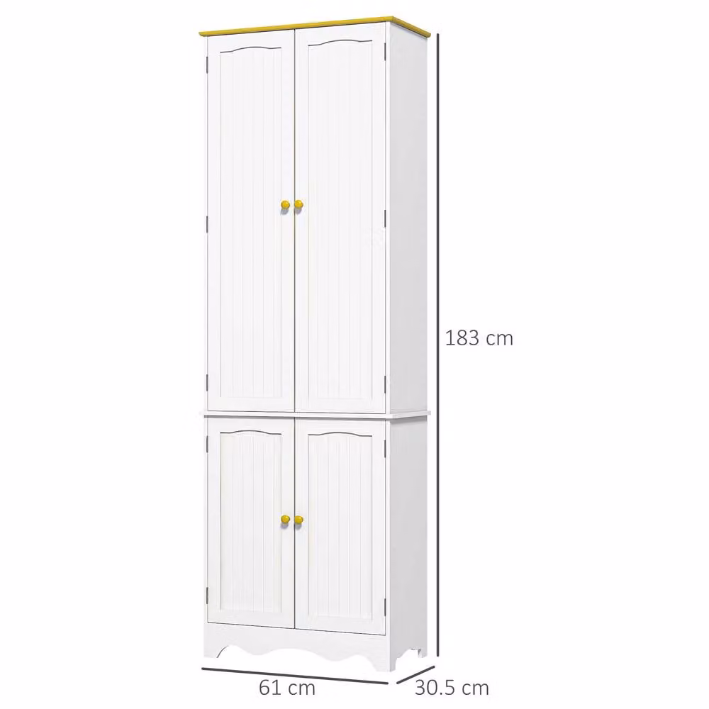 STILVORA White 4-Door Freestanding Kitchen Pantry Storage Cabinet with 6 Tiers and Hinged Doors – 2