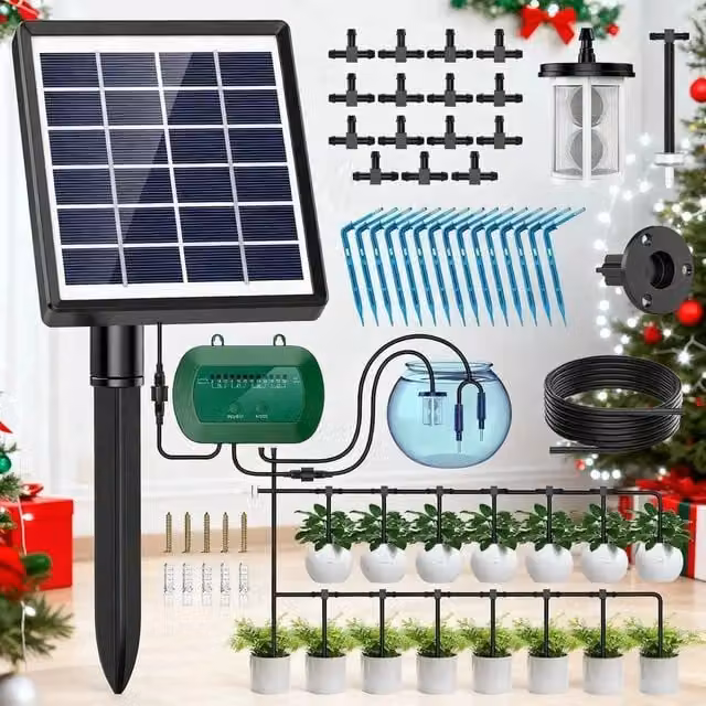 FLAVORA Solar Automatic Drip Irrigation System with Timer, Black – 1