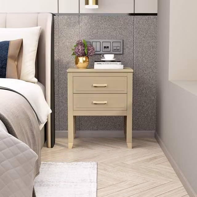 Cabinet Bits Palazzi 2 Drawer Bedside Table in Light Beige – 1