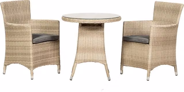Royalcraft Lisbon 2 Seater Carver Bistro Set in Beige