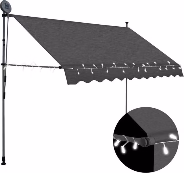 Berkfield Home Manual Retractable Awning with LED, Anthracite and Black, Width: 250 cm