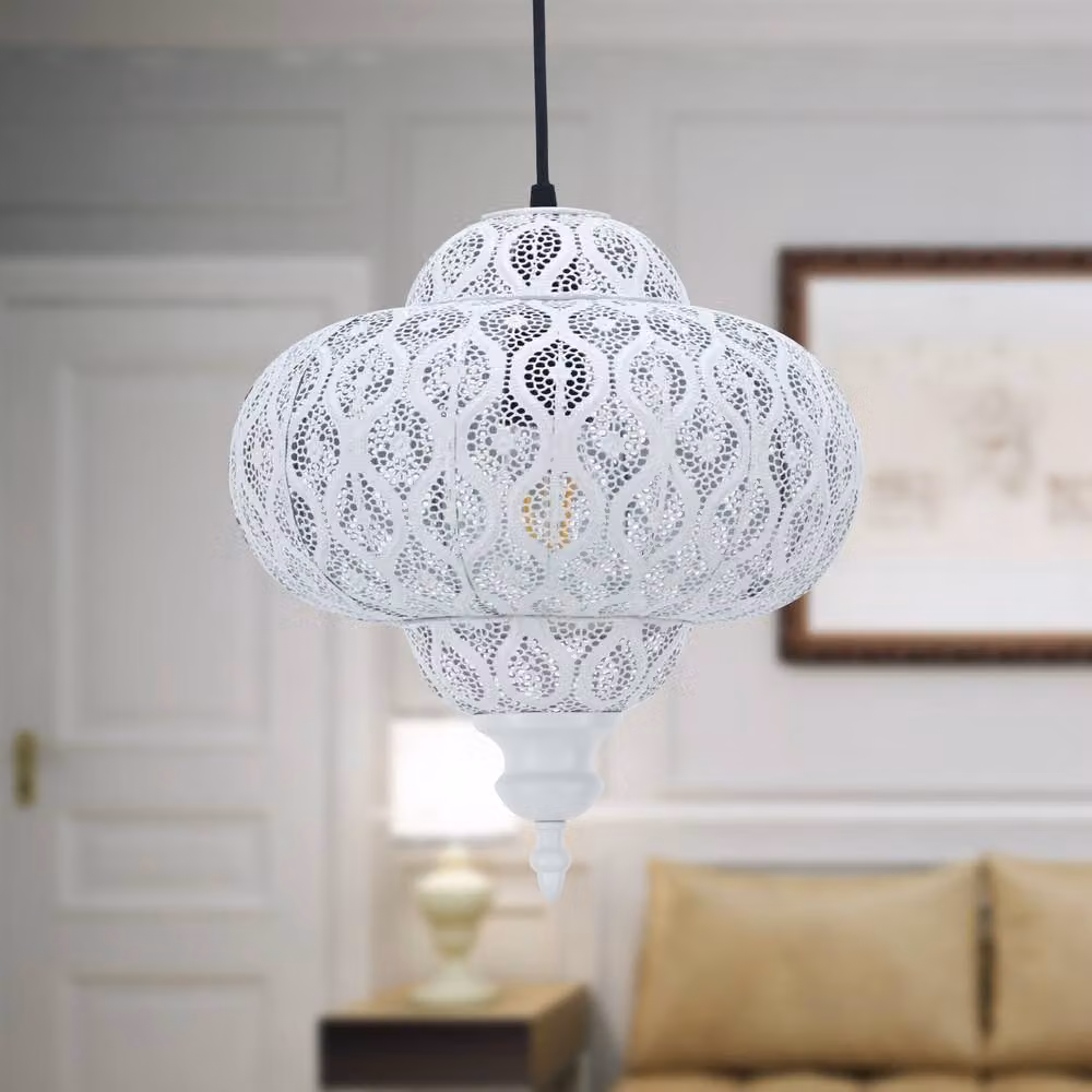 First Choice Lighting Lucero White Moroccan Easy Fit Pendant Shade – 2