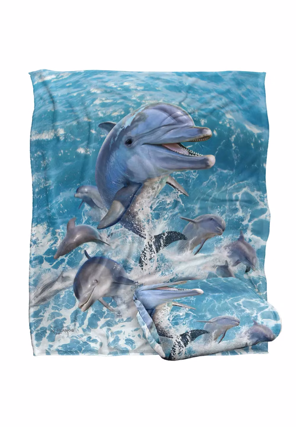 JQ Licensing Jlo Dolphins Jumping Silky Touch Super Soft Fleece Throw Blanket, White, W/D: 152 x 127 cm – 2