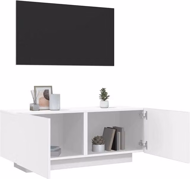 Berkfield Home White TV Cabinet in Matt MDF, W/D/H: 100 x 35 x 40 cm – 1