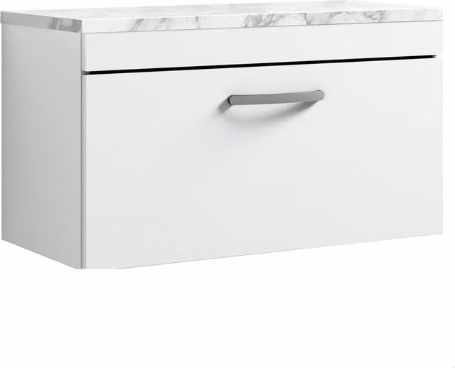 Balterley Millwich 1 Drawer Wall Hung Vanity Unit, Gloss White, Width: 80 cm