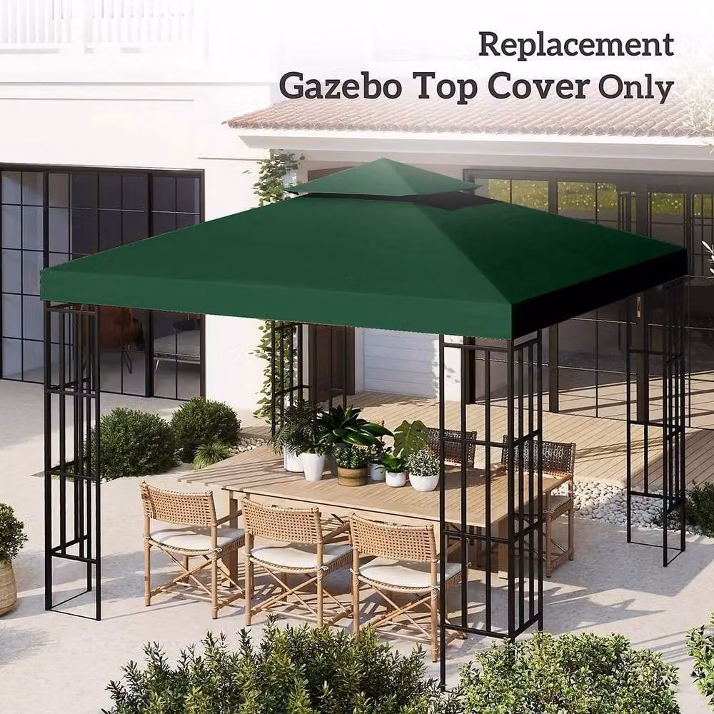 NESTLUNE Green 2-Tier Gazebo Replacement Canopy Roof Tent Top Cover, Polyester, W/D: 100 x 100 cm – 5