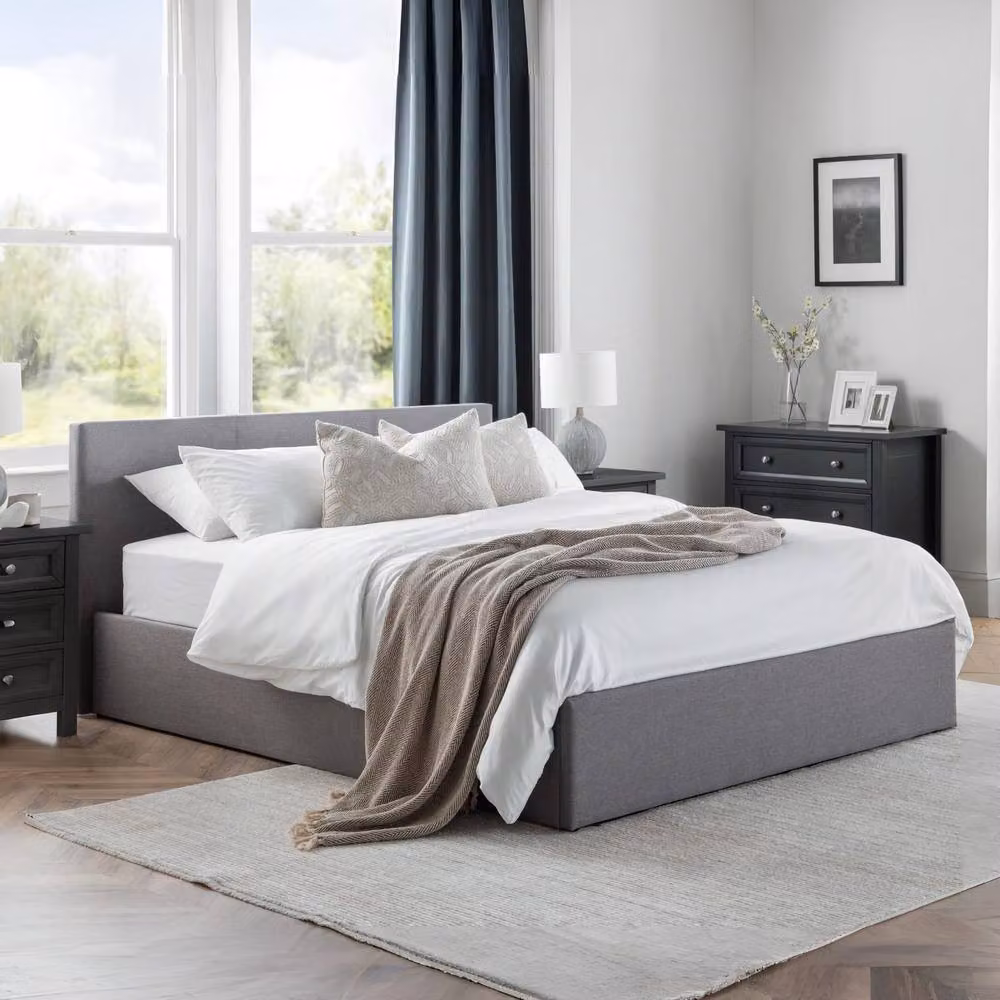 Cheshire Travertine Ottoman Storage Bed in Light Grey, King Size (150 x 200 cm) – 3