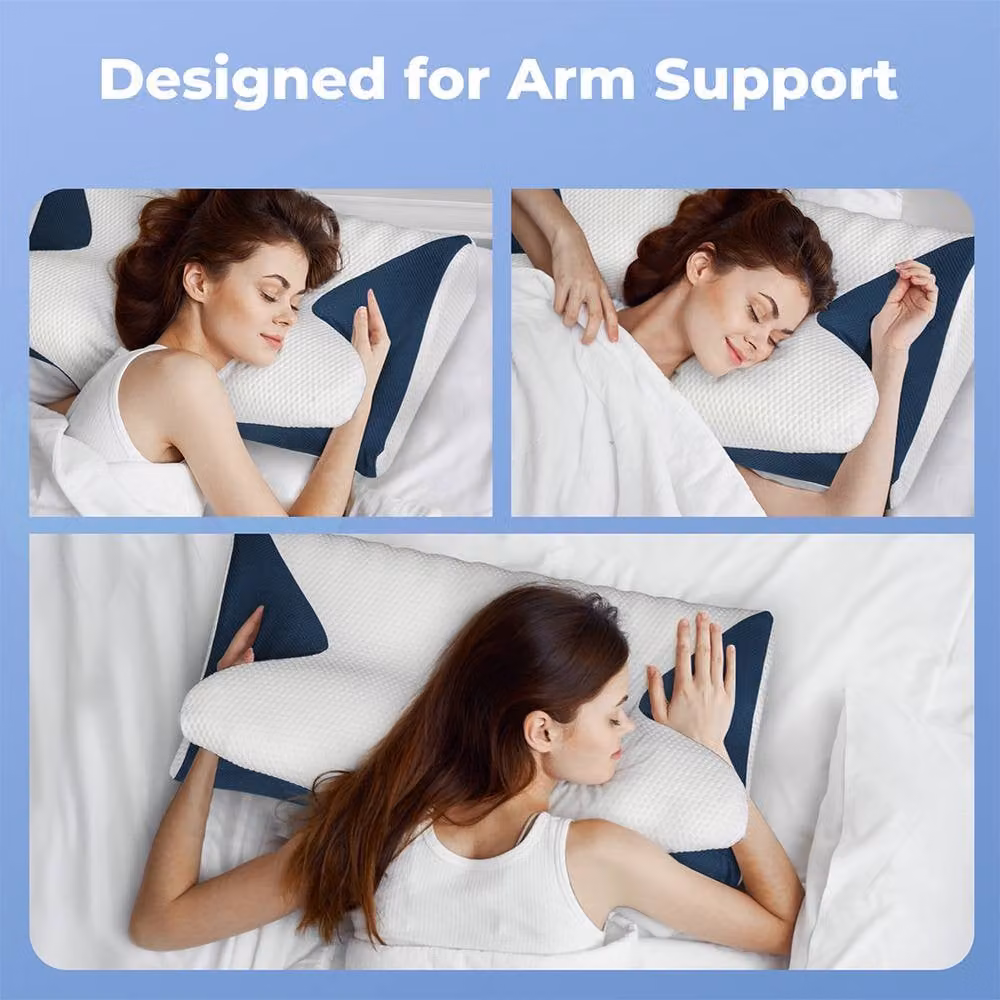 Lavio Cervical Contour Memory Foam Pillow for Neck and Shoulder Pain Relief, Firm Support for Side, Back and Stomach Sleepers, with Removable Washable Cover – 9