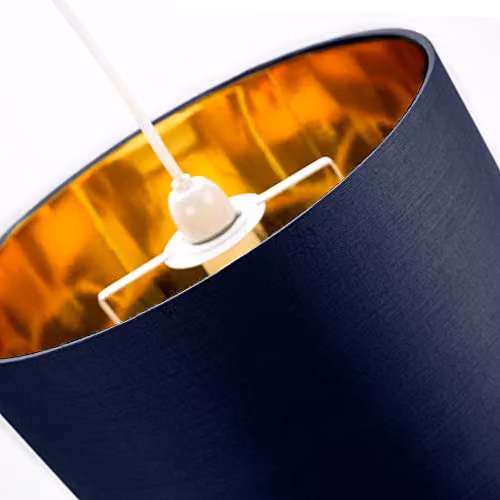 Happy Homewares Midnight Blue Cotton Circular Drum Lamp Shade with Shiny Copper Inner, Diameter: 25 cm – 3