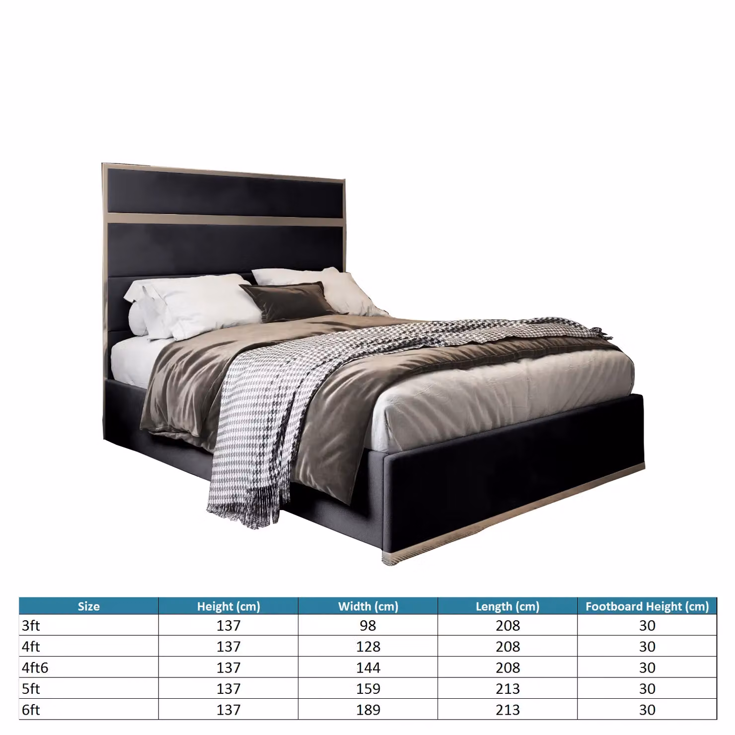 Casani Bentley Upholstered Soft Velvet Metal Bed Frame in Black, Size: Super King (200 x 200 cm) – 4