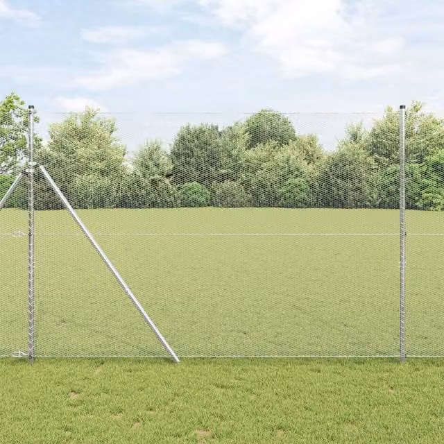 Berkfield Home Set of 2 Large Durable Round Galvanised Steel Fencing in Silver/Grey