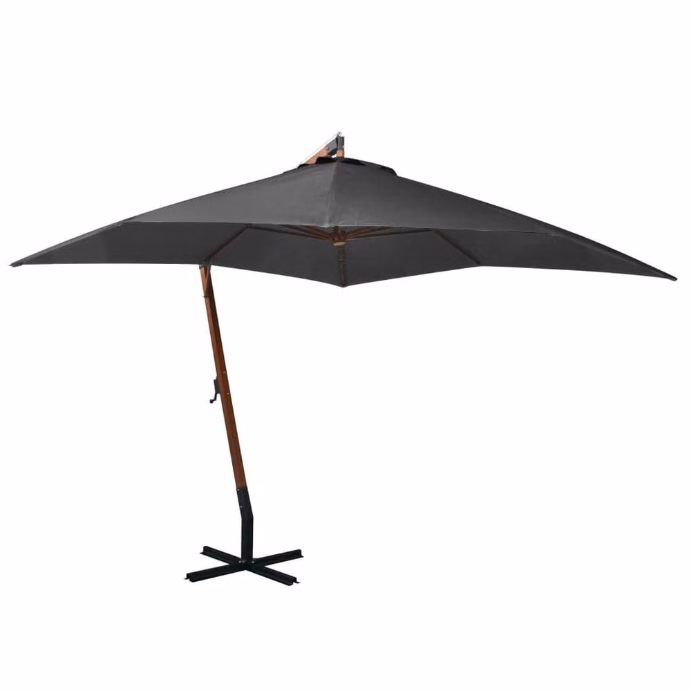 Berkfield Home Anthracite Cantilever Hanging Parasol with Black Solid Fir Wood Pole, W/D/H: 300 x 300 x 280 cm – 1