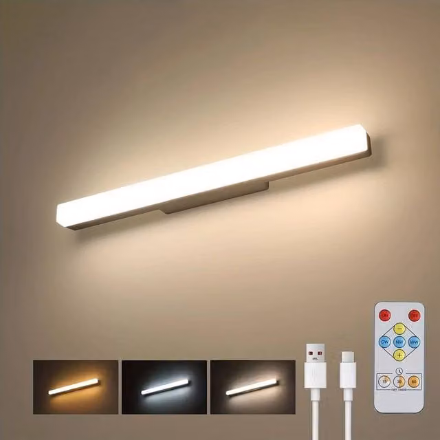 SPETLEK Dimmable LED Wall Bar Light in White, Rechargeable with Remote Control and Touch Control, 40 cm
