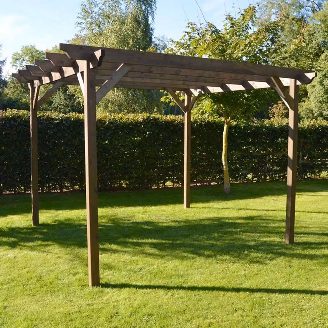 Rutland County Garden Furniture Ltd Wood Garden Pergola in Brown and Green, W: 360 cm, D: 240 cm, H: 270 cm – 2
