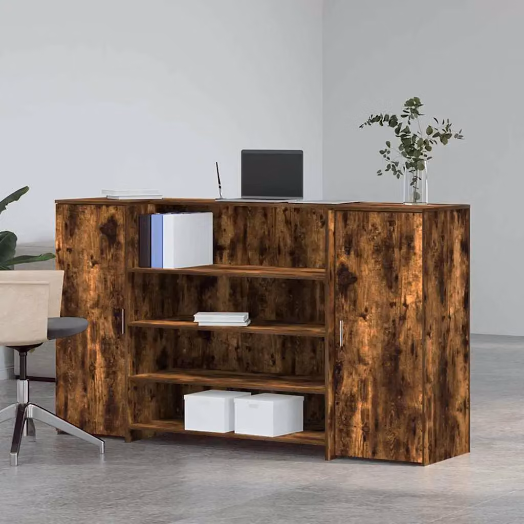 Berkfield Home Smoked Oak Reception Desk in Brown, W/D/H: 180 x 50 x 103.5 cm – 2