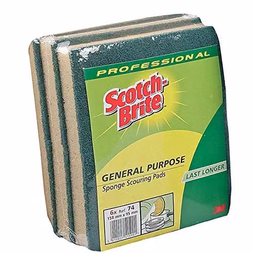 Scotch-Brite No.74 Green Sponge Scourer, 6 Pack