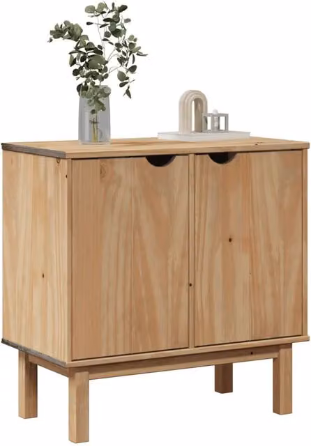 Berkfield Home OTTA Hallway Cabinet in Brown Solid Pine Wood, W/D/H: 75 x 40 x 75 cm – 1